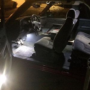 LED interior lights with added 12 inch led strips as footwell lights
