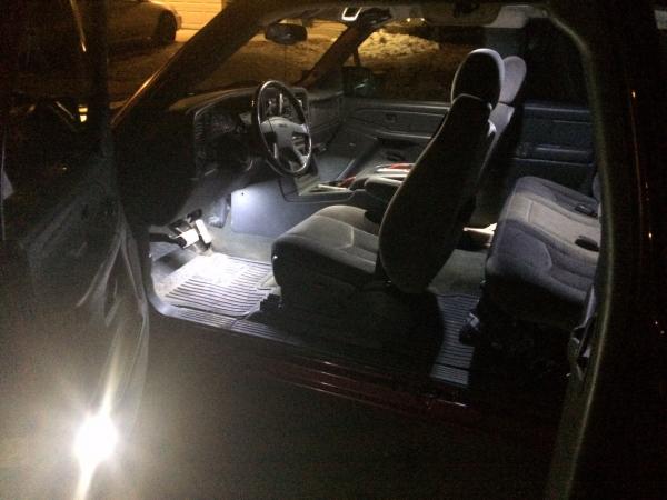 LED interior lights with added 12 inch led strips as footwell lights